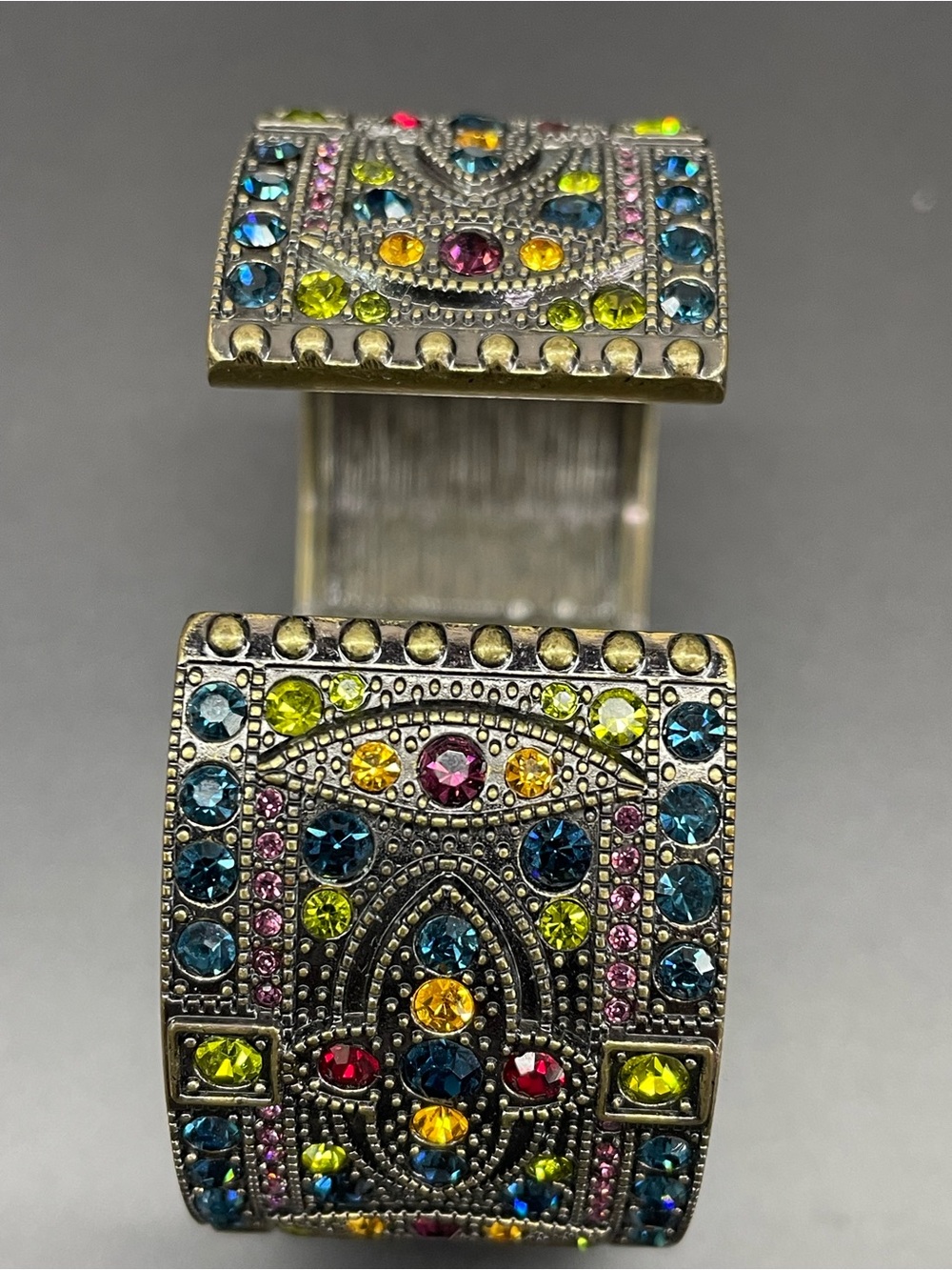 Heidi Daus Gold-Tone Oval Dial Multicolor Crystal Cuff Watch - Picture 3 of 5